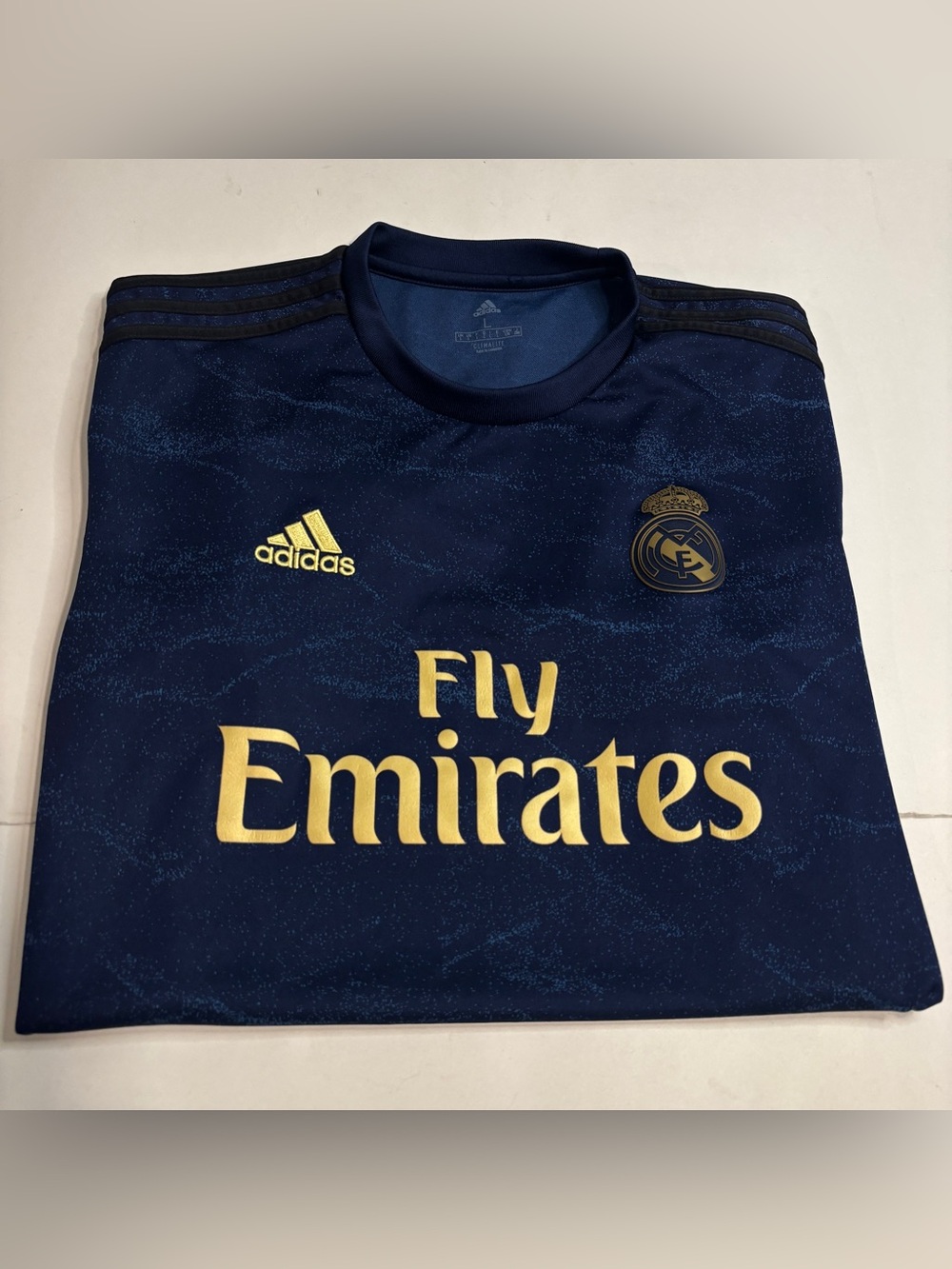 Real Madrid Adidas ClimaLite Blue Jersey Men's Large La Liga Fly Emirates
